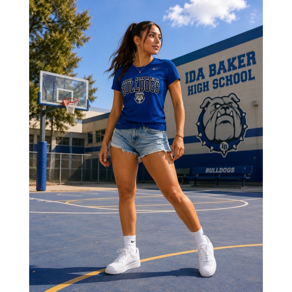Nike Ida Baker Bulldogs Women Tee Dri-FIT Graphic Tee Blue Womens Size S